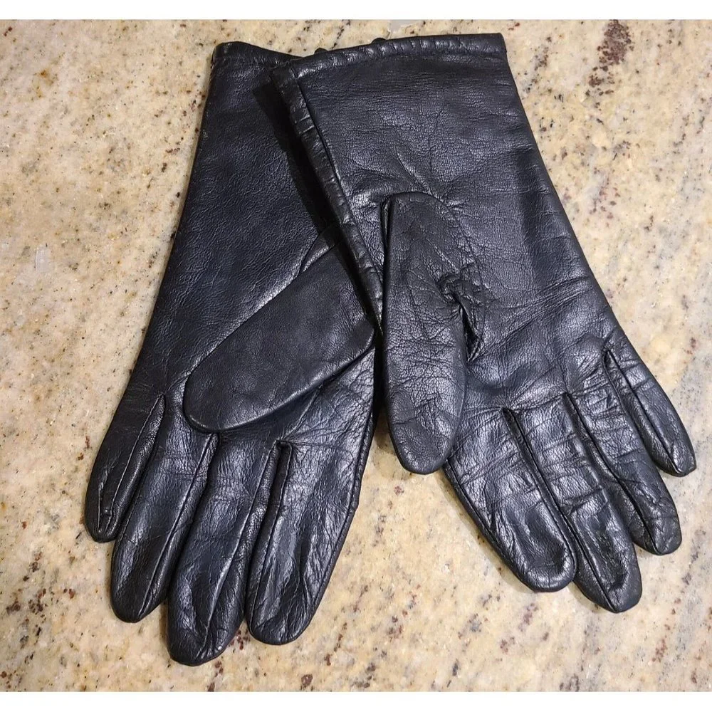 New! Size L Women's Black Leather Gloves 9.5